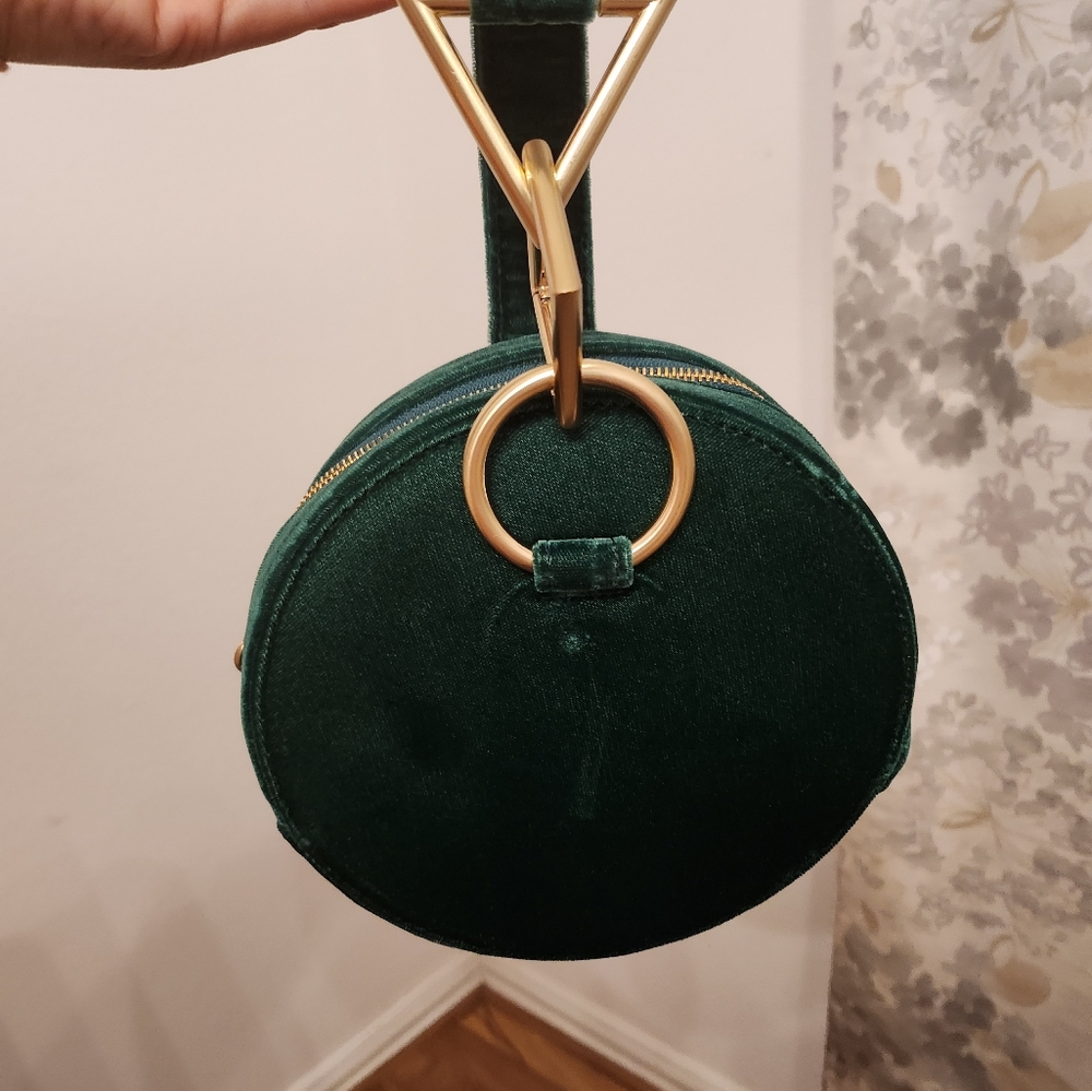 Tara Zadeh suede green clutch